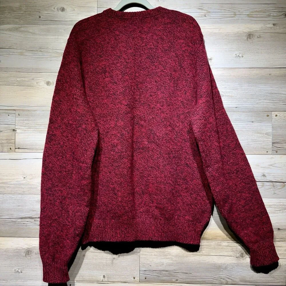 Vintage Lands End Wool Sweater Mens XL Tall Crewneck Marled Red Jumper Outdoor